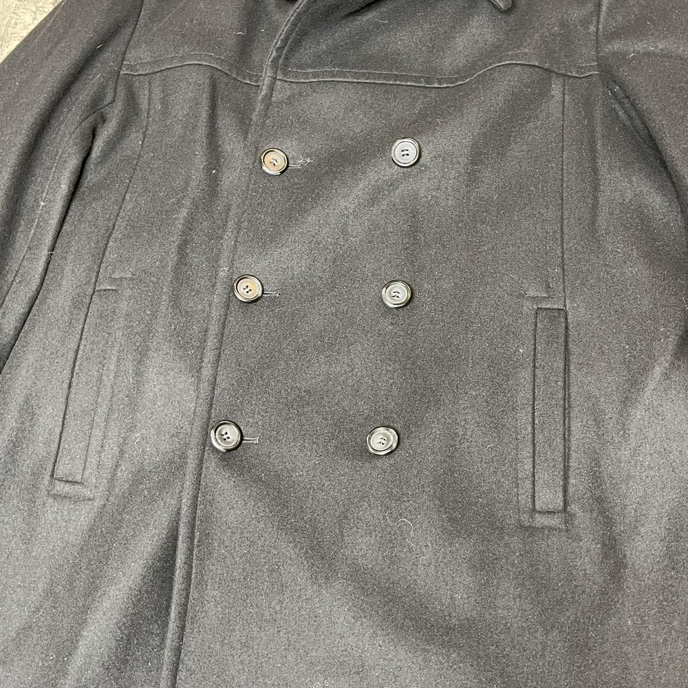 Calvin Klein Mens Black Wool Blend Double Breasted Pea Coat Jacket Size L - Picture 7 of 9